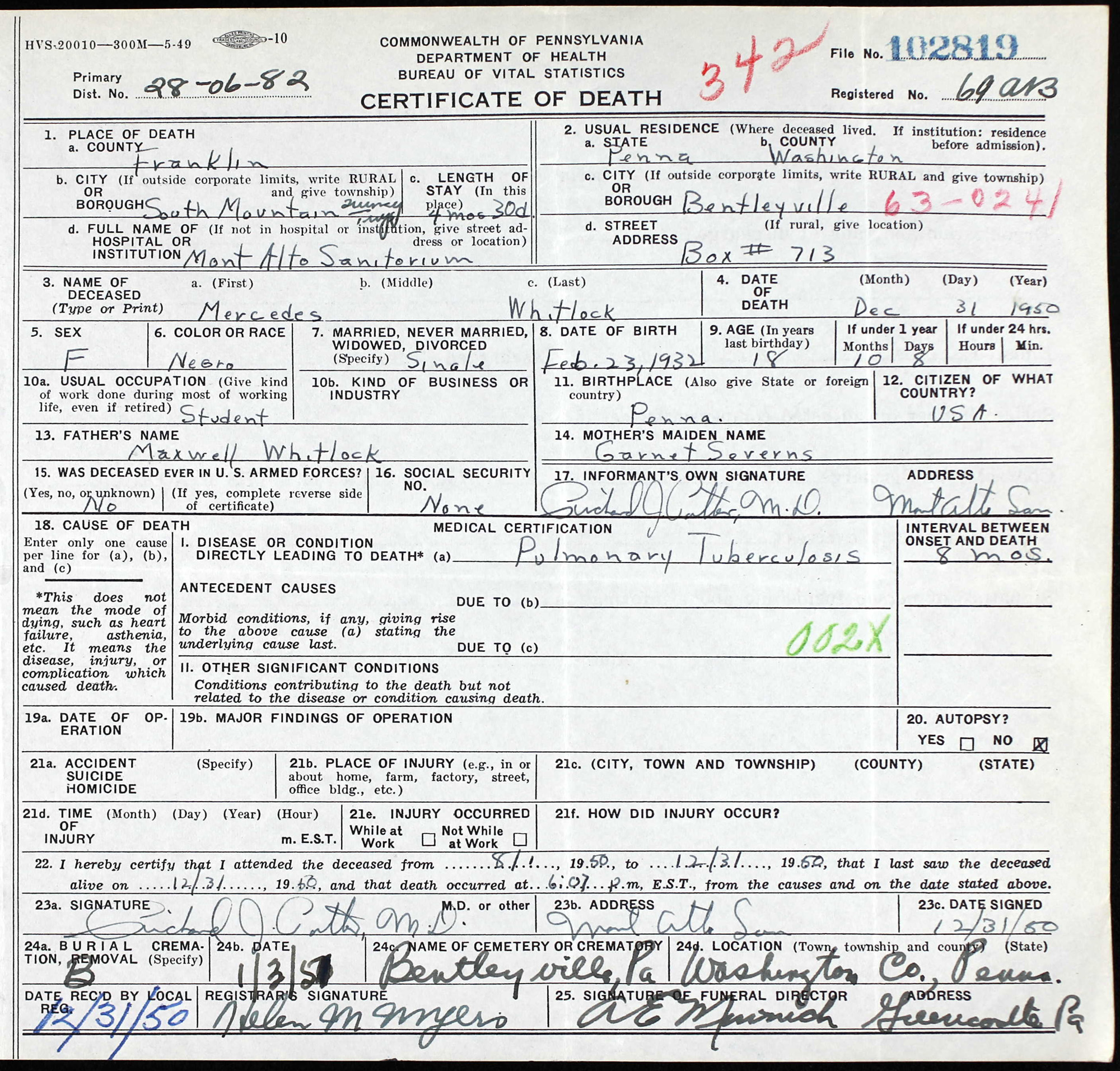 death certificate